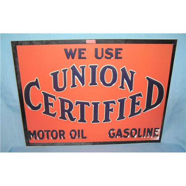 Union certified gas and oil retro style advertising sign