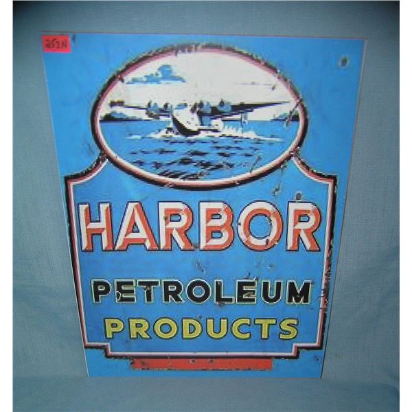 Harbor petroleum products retro style advertising sign