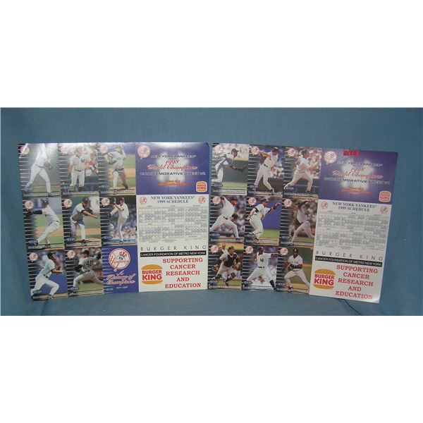 NY Yankees 1998 world champions pair of baseball card uncut sheets