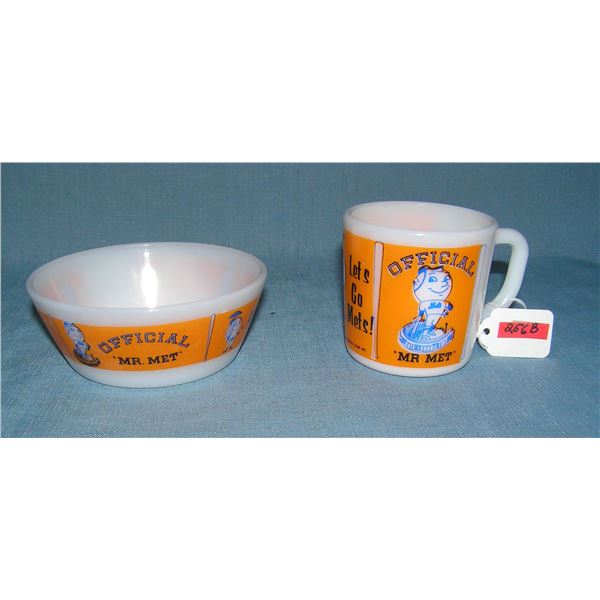 Very rare early NY Mets mug and bowl set