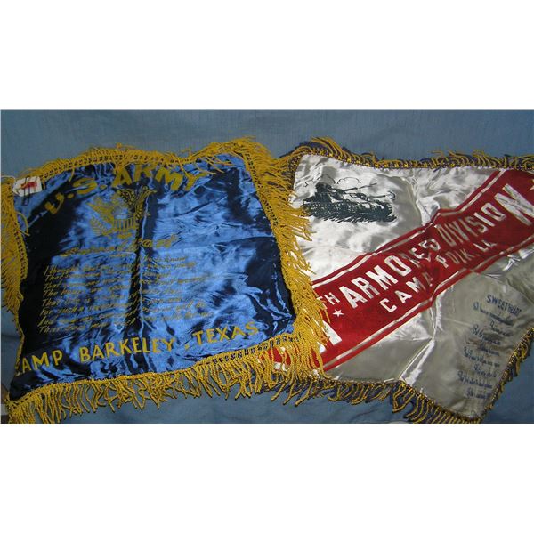 Pair of WWII military silk pillow covers