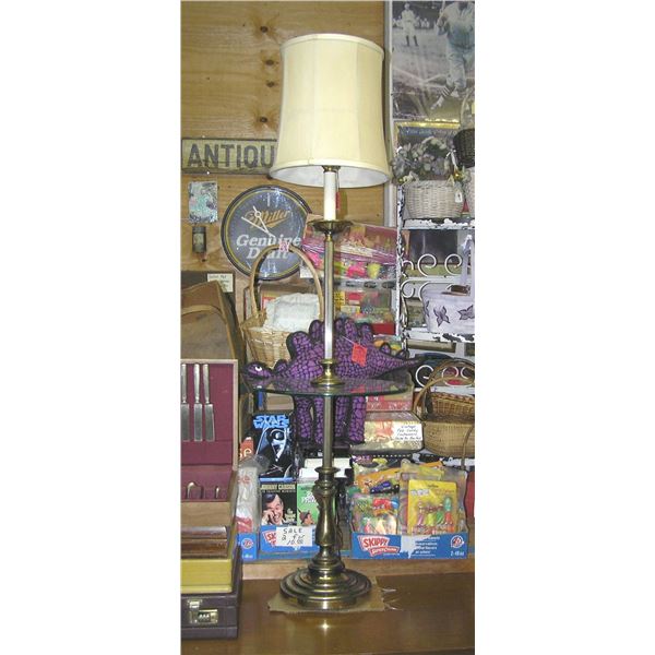 Vintage 1960's brass and glass table floor lamp