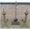Image 1 : 4pc. brass and iron fireplace set