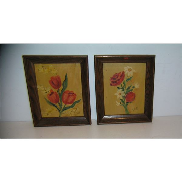 Oil on camvas oak framed paintings signed J. Koji