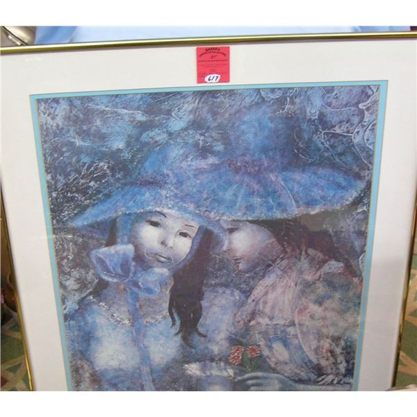 Artist signed print featuring Victorian women