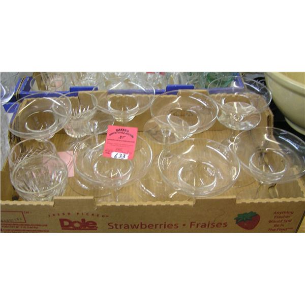 Box of vintage margarita glasses and more