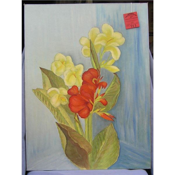 Floral oil on board painting