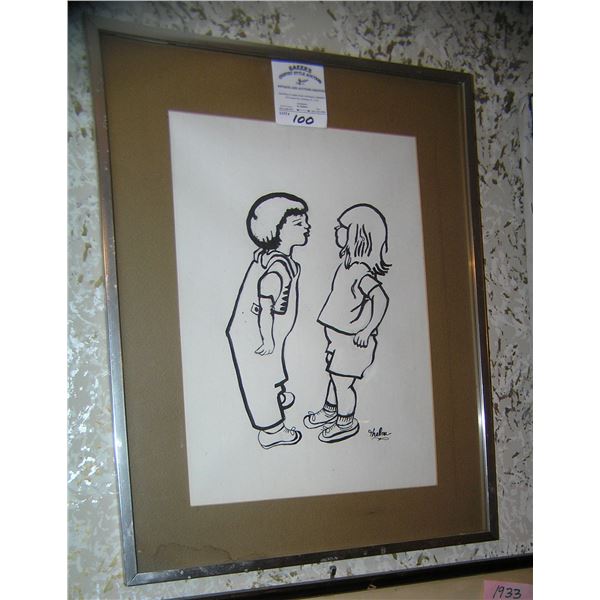 Artist signed original art work matted and framed