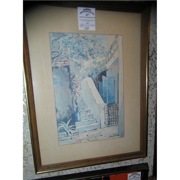 Virgin Islands print by L. Gluck matted and framed