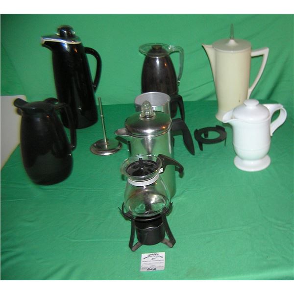 Vintage coffee, tea or hot choclate pots and warmers