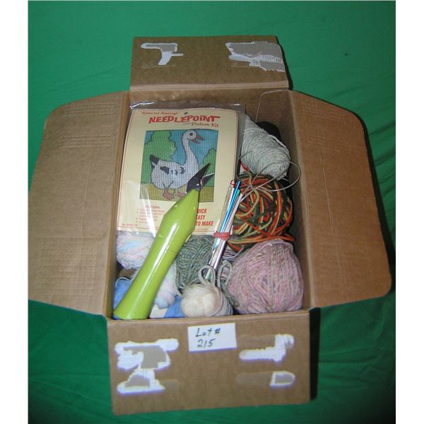 Large box of yarn and needles