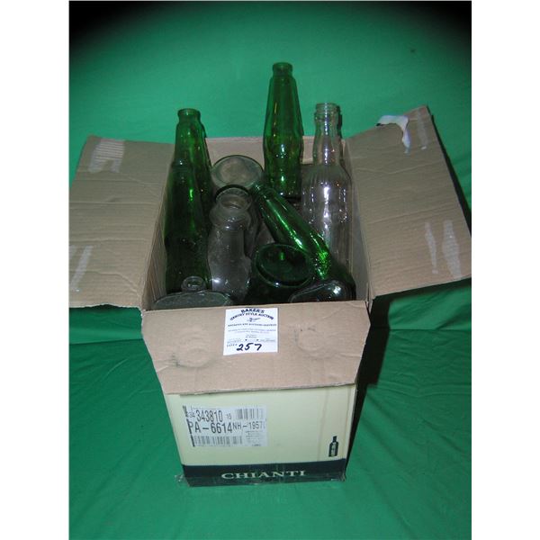 Large box of vintage estate bottles
