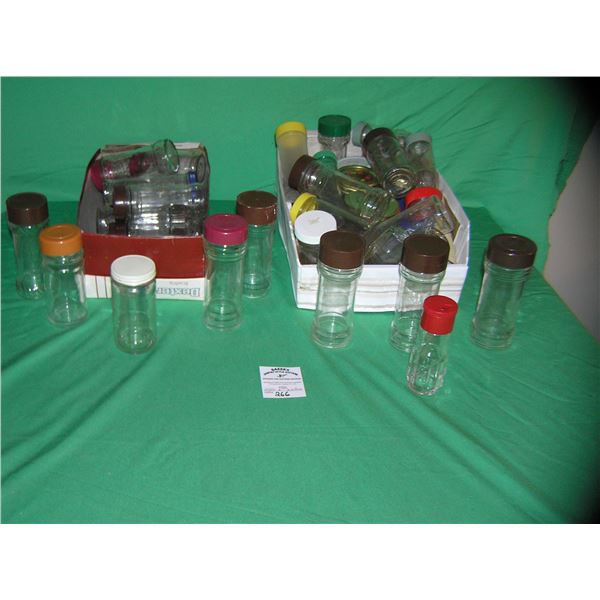 Large group of vintage estate all glass spice jars