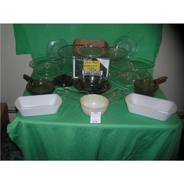 Large box of vintage oven to table ware and more