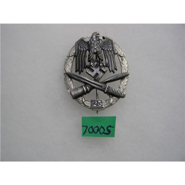 German assault badge for 25 actions WWII style