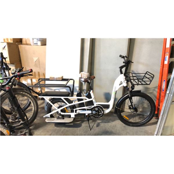 WHITE DUAL BATTERY 8 SPEED FRONT-SUSPENSION REAR CARRIER BIKE