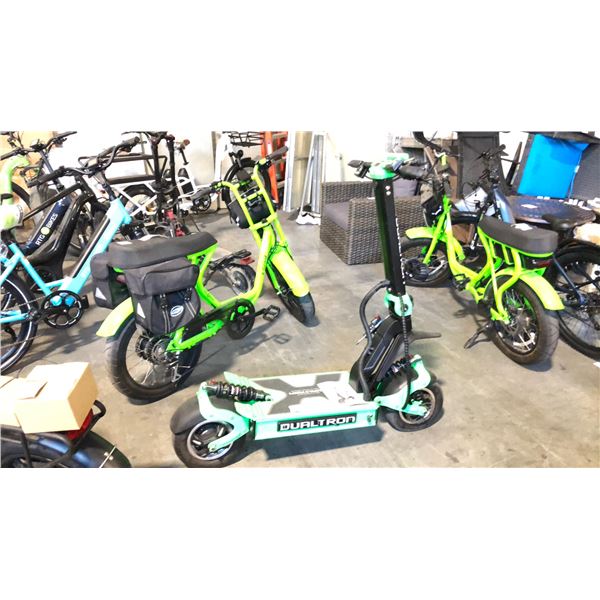 GREEN DUALTRON X II PERSONAL SCOOTER - NO CHARGER - BROKEN CHARGING PORT PIN