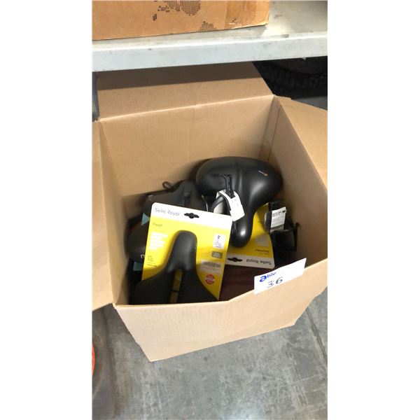 BOX OF ASSORTED BIKE SEATS