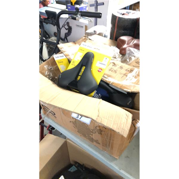 BOX OF ASSORTED BIKE SEATS