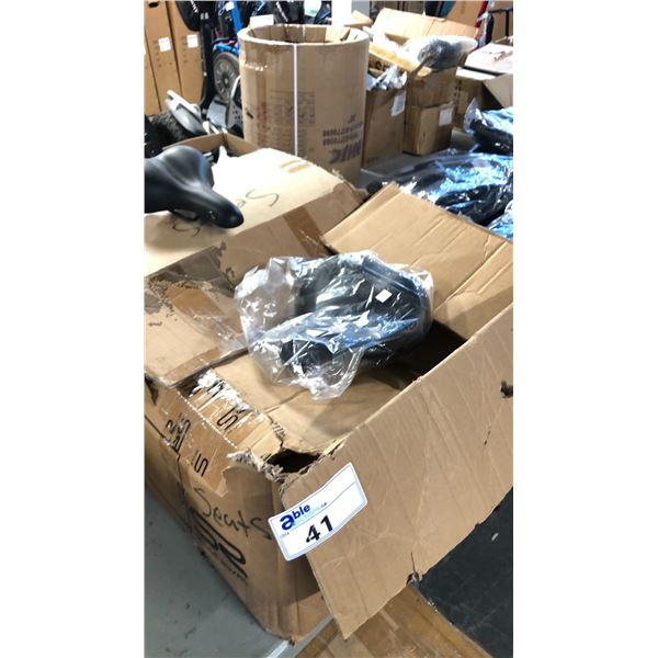 BOX OF ASSORTED BIKE SEATS