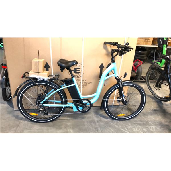 LIGHT BLUE RTG REGAL FRONT SUSPENSION 8-SPEED ELECTRIC BIKE