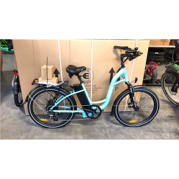 LIGHT BLUE RTG REGAL FRONT SUSPENSION 8-SPEED ELECTRIC BIKE