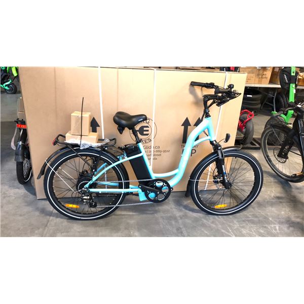 LIGHT BLUE RTG REGAL FRONT SUSPENSION 8-SPEED ELECTRIC BIKE