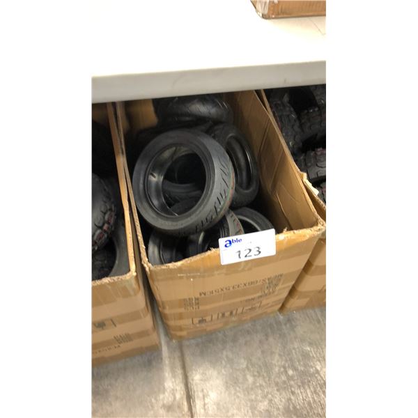 BOX OF ASSORTED SCOOTER TIRES INCL 10 X 3