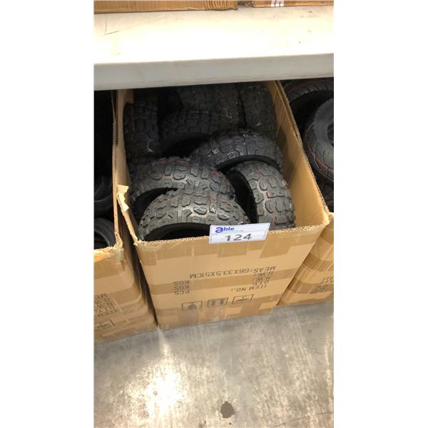 BOX OF ASSORTED SCOOTER TIRES INCL 10 X 3