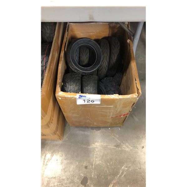 BOX OF ASSORTED SCOOTER TIRES INCL 200X90