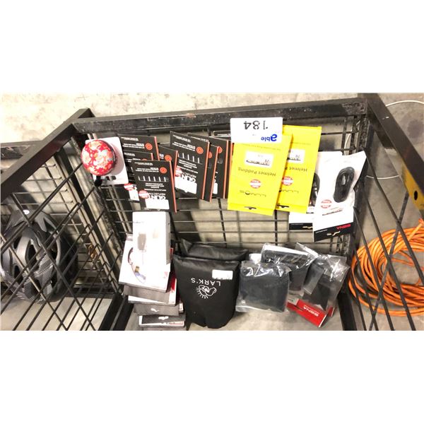 ASSORTED BIKE ACCESSORIES INCL REFLECTIVE STICKERS, HELMET PADDINGS, REARVIEW MIRRORS AND MORE