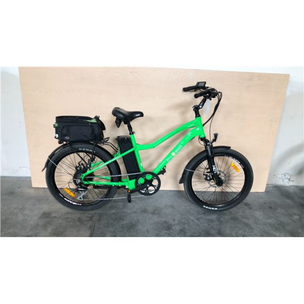 BRIGHT GREEN RTG LINX FRONT SUSPENSION 7-SPEED FORMER RENTAL ELECTRIC BIKE - NO CHARGER
