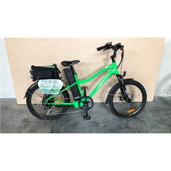 BRIGHT GREEN RTG LINX FRONT SUSPENSION 7-SPEED FORMER RENTAL ELECTRIC BIKE - NO CHARGER