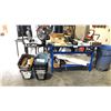 Image 1 : BLUE METAL STATIONARY WORK BENCH W/ CONTENTS