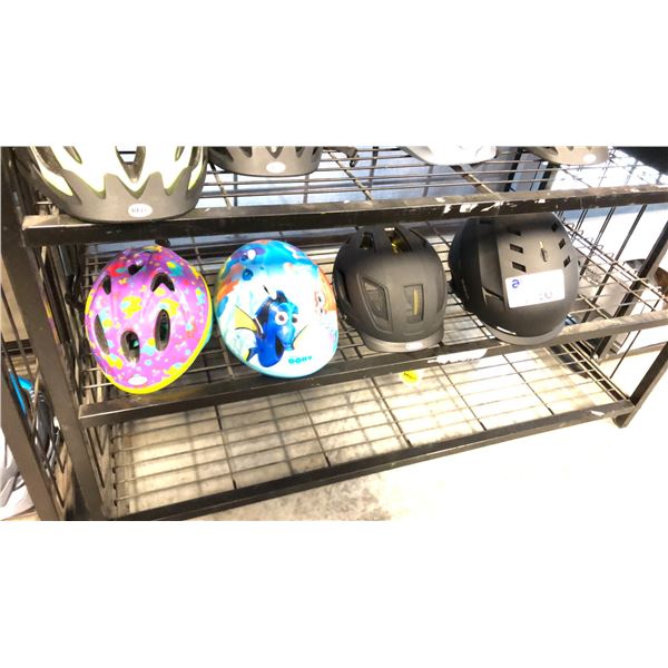 3 ASSORTED CHILD'S SIZE AND 1 ADULT SIZE BICYCLE HELMETS