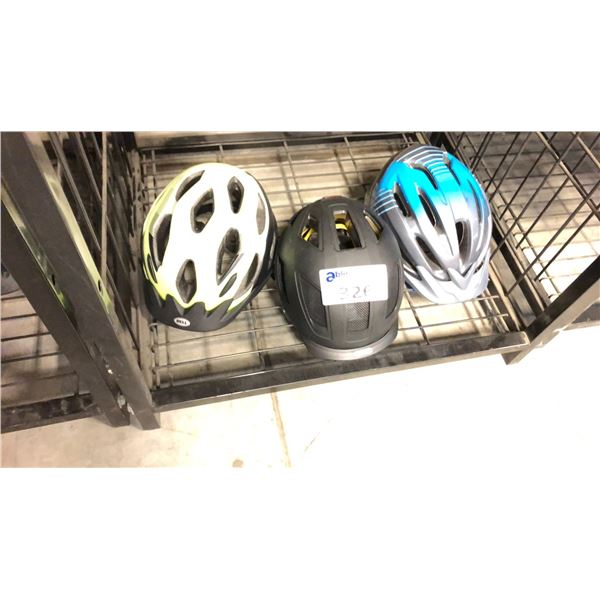 3 BICYCLE HELMETS FROM ABUS AND BELL