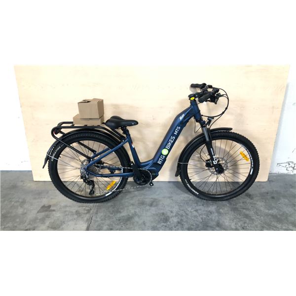 DARK BLUE MTS MAX 10-SPEED ELECTRIC BICYCLE WITH CHARGER, KEYS PEDALS (IN BOX) *WITH BATTERY*