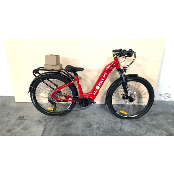 RED MTS MAX 10-SPEED ELECTRIC BICYCLE WITH PEDALS (IN BOX), KEYS AND CHARGER AND BATTERY