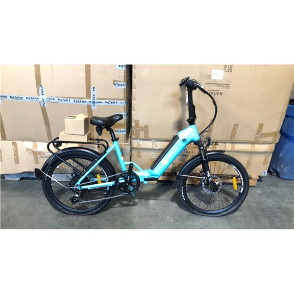 LIGHT BLUE FOX 24 8-SPEED ELECTRIC BICYCLE WITH BATTERY, CHARGER AND KEYS *IN BOX*
