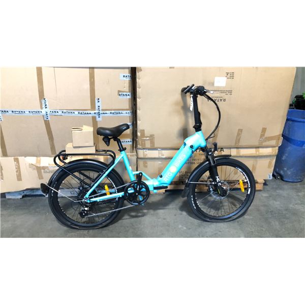 LIGHT BLUE FOX 24 8-SPEED ELECTRIC BICYCLE - CHARGER AND KEYS *IN BOX*