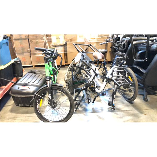 4 ELECTRIC BICYCLES WITH VARIOUS MISSING PARTS/WHEELS