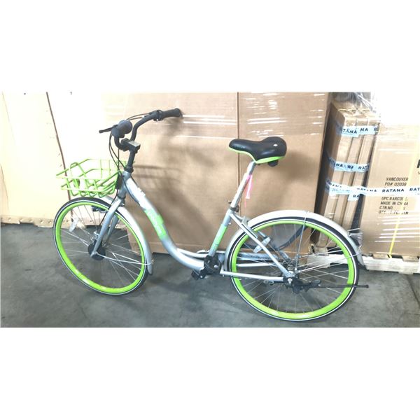 GREY/BRIGHT GREEN U-BICYCLE STEP THRU CRUISER
