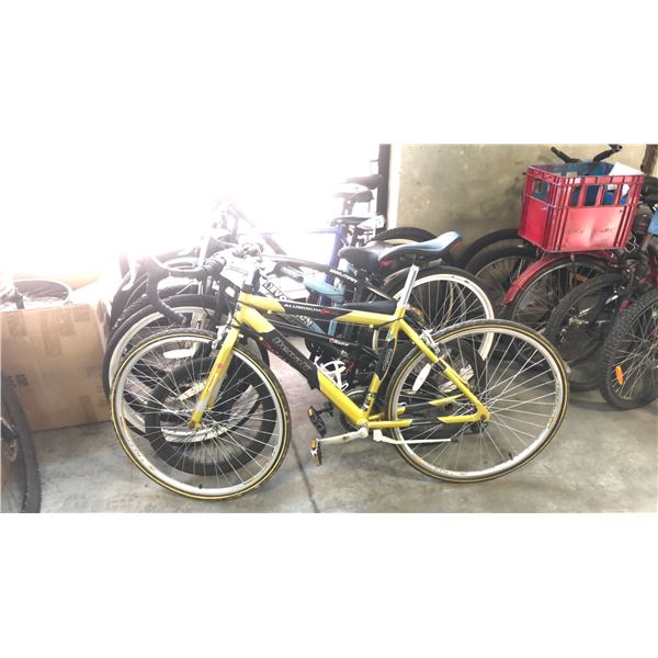 6 ASSORTED BIKES INCL DENALI ALUM6061 RACER, BELMAR SHOGUN, RAVEN RAZOR KIDS STUNT BIKE,