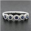 Image 2 : 14k White Gold 0.45 ctw Round Brilliant Sapphire & Diamond Wedding Band Ring