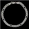 Image 4 : Men's Italian 14k White Gold 9" Polished 5.9mm Figaro Link Chain Bracelet