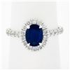 Image 2 : Platinum 1.90 ctw GIA Oval No Heat Burma Blue Sapphire Diamond Low Profile Ring