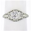 Image 2 : Antique Art Deco 18K Gold 0.69 ctw GIA European Diamond Filigree Engagement Ring