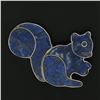 Image 3 : Vintage Sterling Silver Inlaid Set Custom Cut Lapis Lazuli Squirrel Brooch Pin