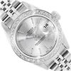 Image 1 : Rolex Ladies Stainless Steel Silver Index Dial 18K White Gold Diamond Bezel Date