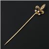 Image 2 : Antique Victorian 14K Rosy Yellow Gold Seed Pearl Fleur De Lis Stick Pin